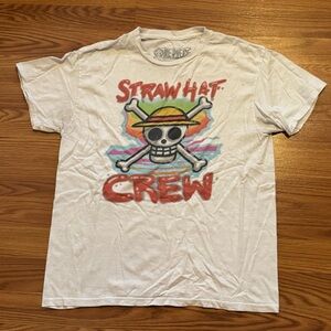 One Piece Strawhat Crew‎ Graphic White Short Sleeve Tshirt Unisex Size M Anime